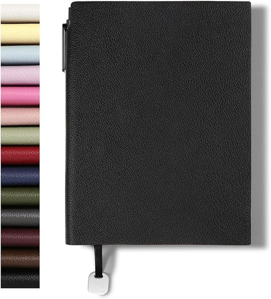 Lined Journal Notebook for Women A5 Softcover PU Leather Journals for Writing 160 Pages Daily Journaling College Ruled Notebooks for Work School Note Taking, Business 6.38'' X 8.28'' Black