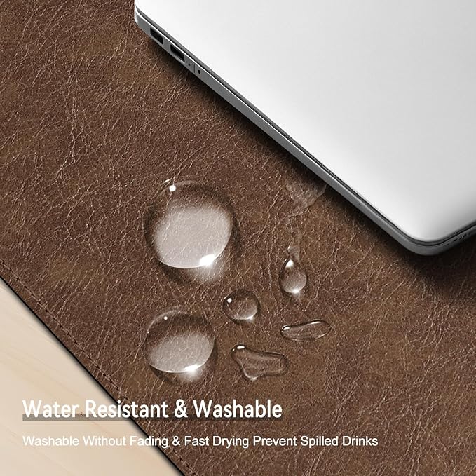 Imitation Crazy Horse Leather Desk Mat - Waterproof Desk Pad - Ideal for Large Mouse Pad and Desk Mats on Top of Desks (Brown+Brown, 11"*8")
