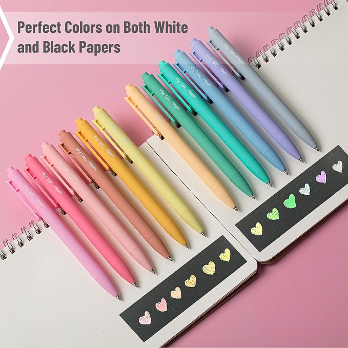 Mr. Pen- Retractable Gel Pens, 12 Pack, Assorted Colors Ink | Fine Point 0.7mm, Fast Dry, Smooth Writing, Cute Pens for Drawing, Writing Planner and School Supplies