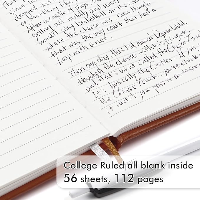 feela 3 Pack Pocket Notebook Journals, Mini Cute Small Journal Notebook Bulk Hardcover College Ruled Notepad with Pen Holder for Office School Supplies, with 3 Black Pens, 3.5”x 5.5”, A6, Brown