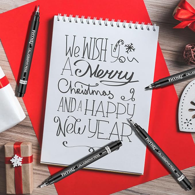 6 Size Calligraphy Brush Pens Set for Beginner Hand Lettering | Calligraphy Pens for Writing, Hand Lettering Pens, Calligraphy Kits for Beginners, Art Drawing, Sketching, Scrapbooking