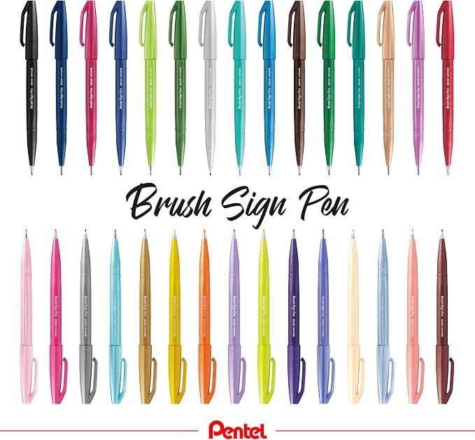 Pentel Fude Touch Sign Pen, Violet, Felt Pen Like Brush Stroke (SES15C-V)