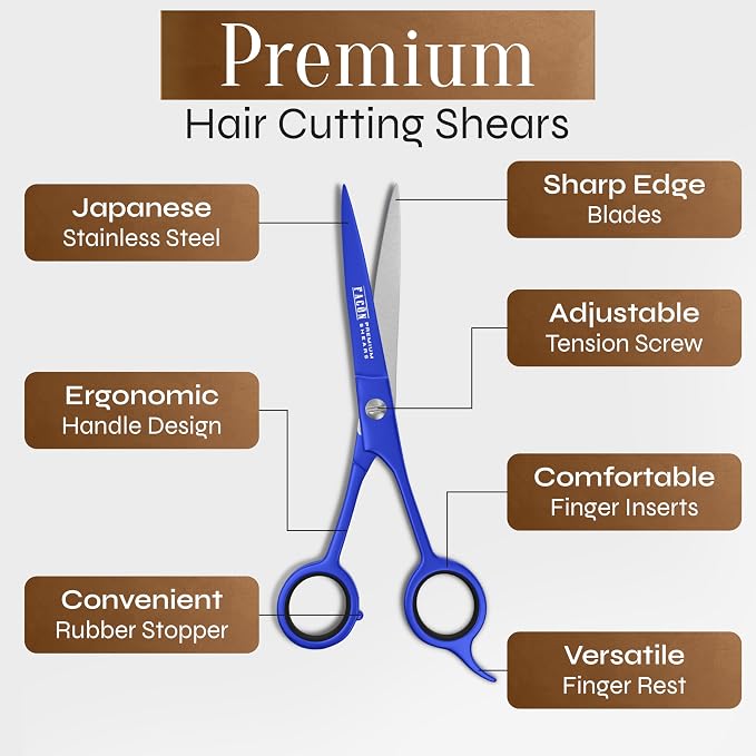 Facón Hair Cutting Scissors - Professional Hair Scissors 6.5 Inch Razor Edge Barber Shears Salon Hair Cutting Shears - Japanese Stainless Steel - Precision Cutting Premium Shears for Men, Women & Kids