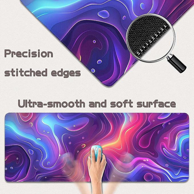 Gaming Mouse Pad - (31.5"×11.8") Topographic Large Mouse Pads for Desk - Desk Mat for Keyboard and Mouse with Non-Slip Base, Desks Pad Matfor Game/Office & Home