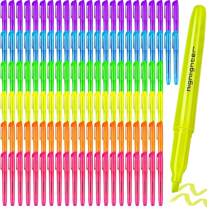 120 Pieces Highlighter Bulk Assorted Colors Highlighter Markers Chisel Tip Highlighter Pens for School Classroom Office (120)