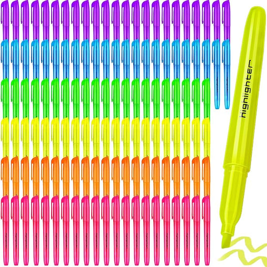 60 Pieces Highlighter Bulk Assorted Colors Highlighter Markers Chisel Tip Highlighter Pens for School Classroom Office (60)