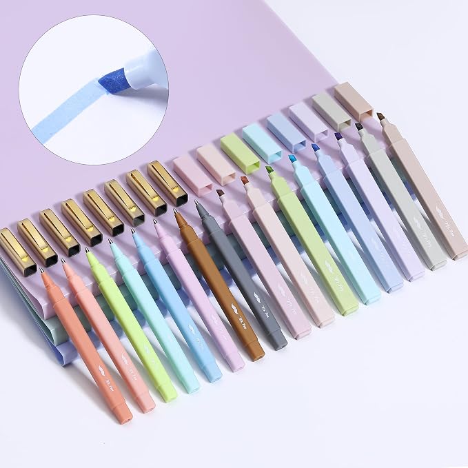 Mr. Pen- Aesthetic Highlighters and Ballpoint Pens No Bleed, 16 Pack | Pastel Colors, Bible Highlighters and Pens No Bleed, Fast Dry and No Smear for Bible Journaling, Planner, School Supplies