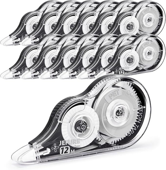 12 Pcs Correction Tape, 39.37 Ft White Wrong Out Tear-Resistant Bulk, Instant Corrections Easy to Use Applicator for School, Office, Note Taking, Journal (Tape Width 0.2 in，Clear)