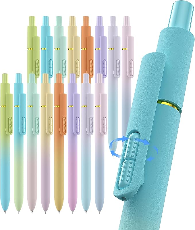 inkipen- 16 Pack Pens, Gel pens Black Ink, Fine Point(0.5mm),Quick-Drying Smooth Writing,School and Office Supplies （colorful）