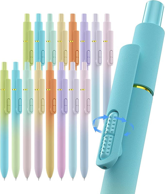 inkipen- 16 Pack Pens, Gel pens Black Ink, Fine Point(0.5mm),Quick-Drying Smooth Writing,School and Office Supplies （colorful）