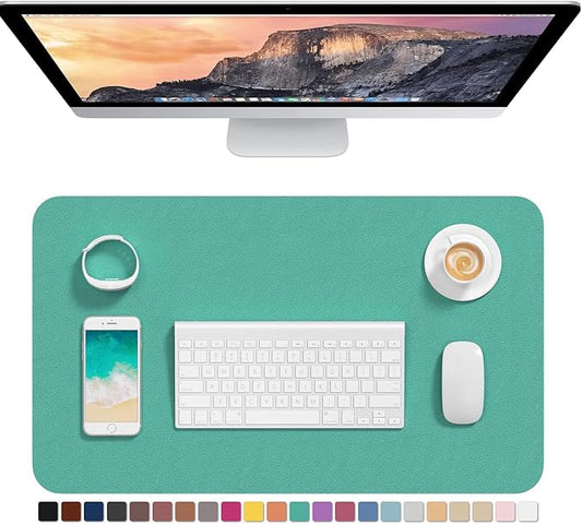 Hsurbtra Desk Pad, 23.6" x 13.8" PU Leather Desk Mat, M Extended Mouse Pad, Waterproof Desktop Blotter Protector, Non-Slip Ultra Thin Small Laptop Keyboard Writing Mat for Office Home, Fruit Green