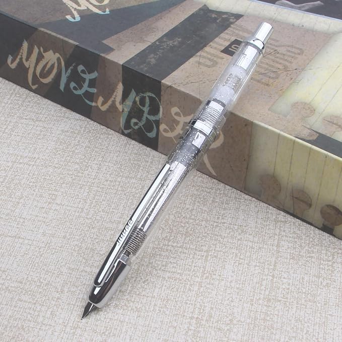 JINHAO 20 transparent Press Fountain Pen Retractable EF F Nib Transparent Black Writing Ink Pen with Converter School Office Supplies