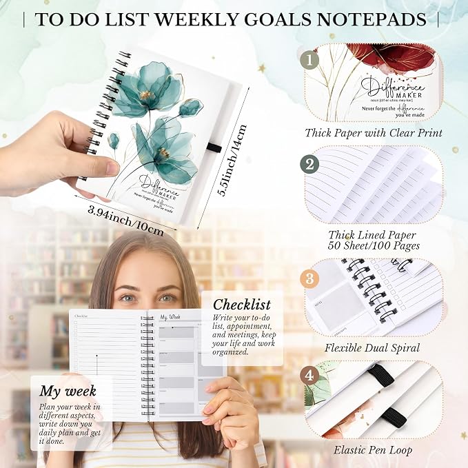 Tellingyou 20 Sets Difference Maker Employee Appreciation Gift for Coworkers to Do List Notebooks with Ballpoint Pens Note Pads Journal for Nurse Staff Team Graduation Teacher (Watercolor)