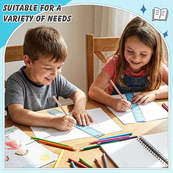 120 Pcs Clear Plastic Ruler Bulk 12'' Colorful Ruler for Classroom with Inch Centimeter for Teacher Student Back School Office Supplies Tool Operation Measuring Drawing(Ocean Colors)