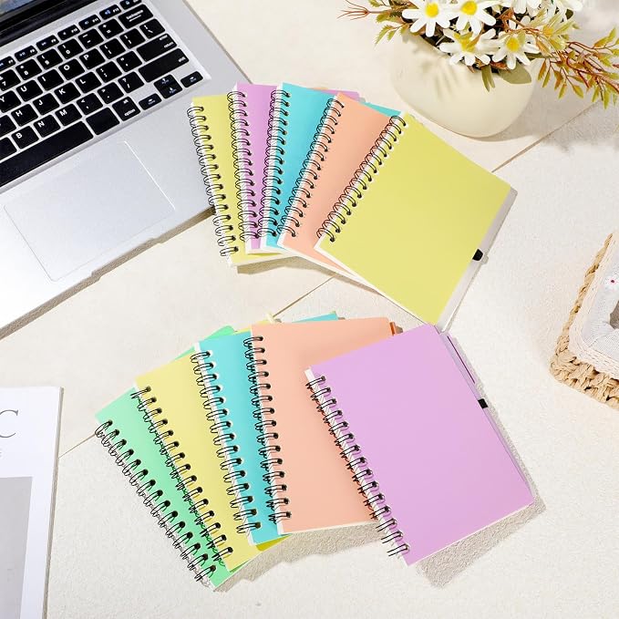 Resurhang 15 Sets Small Notebook Journal with Pen Bulk 4.5 * 5.5 Inch Pocket Size Spiral Lined Notepad for Women Men 100 Pages Notebook Employee Appreciation Gift for Work Study (Pastel)