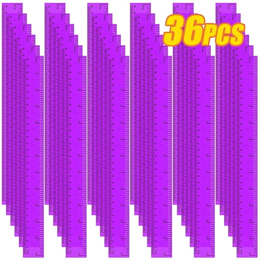 36 Pack 12 Inch Clear Purple Plastic Rulers Bulk, Transparent Metric Rulers with Centimeters and Inches, Straight Measuring Rulers for Back to School, Kids Classroom School Office Home Supplies