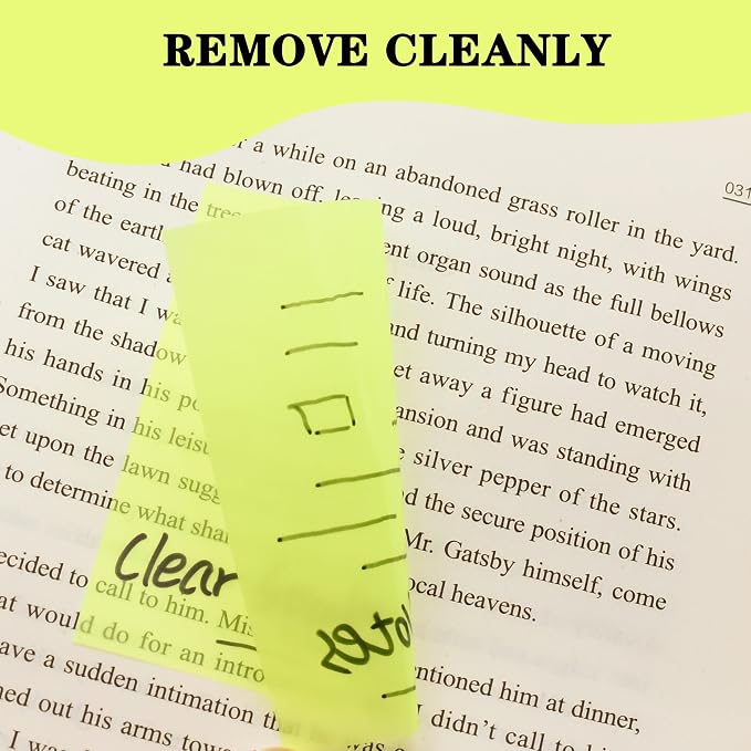 YOUDEFUL 800Pcs Transparent Sticky Notes, Bright Yellow Clear Sticky Notes, 3"x3" Waterproof Translucent Sticky Note Pads, Index Tabs, Clear Post it Notes for Bible Study, See Through Sticky Notes