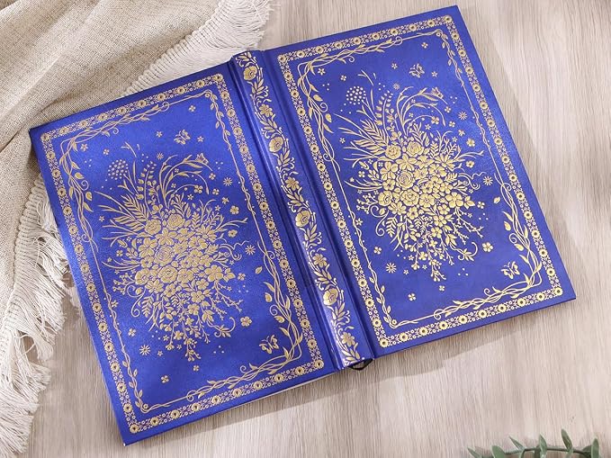 Hardcover Notebook Journal with 224 Pages, A5 Lined Journal for Smooth Writing, Aesthetic Royal Blue Baroque Floral Notebook Journal, Elegant Journal for Women & Men