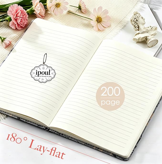 ipoul Beautiful Journal for Women, Daisy Flower, Hardcover, A5, 6x8, Lined Pages, Lay-flat, Personal Notebook, Self Care Journal, 40th Birthday Gifts for Women, Mothers day Gifts for mom