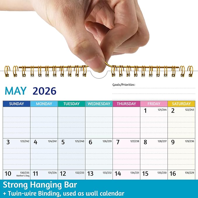Wall Calendar 2026-2027 – Run Now - Dec 2027, 20 Monthly Calendar 2026-2027 for Wall, 8.5 x 11 In, 2027 Small Calendar, Ruled Blocks, Thick Paper, Holidays, To-do ＆ Notes, Great for Organizing