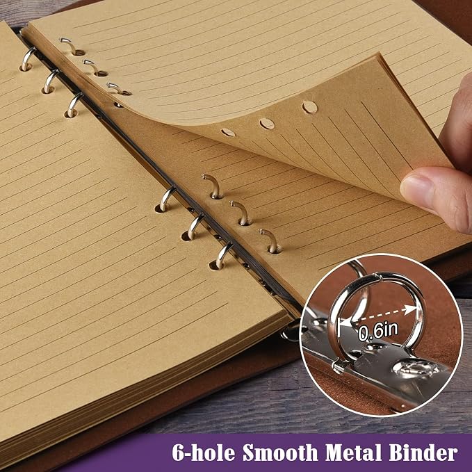 OMEYA Leather Journal Notebook, Refillable Writing Journal Diary Planner, Gifts For Women,Men, Girls, Sister, Friends(Purple, A5-9.3''×6.3'')