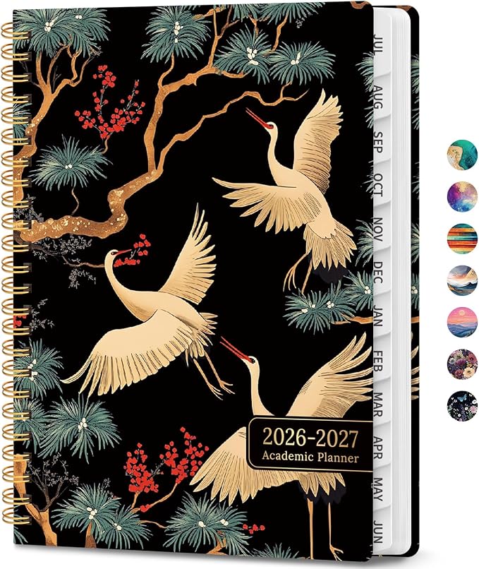 Academic Planner 2026-2027, Weekly and Monthly Calendar Book, July 2026 – June 2027, Hardcover Planner with Tabs, Perfect for Teachers, Students, Women & Men, A4 (8.5" x 11") - Crane