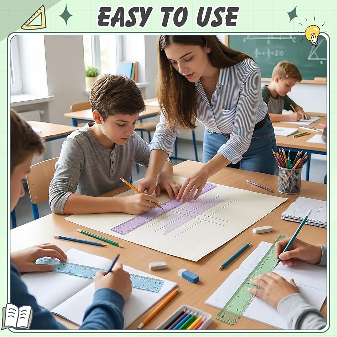 120 Pcs Clear Plastic Ruler Bulk 12'' Colorful Ruler for Classroom with Inch Centimeter for Teacher Student Back School Office Supplies Tool Operation Measuring Drawing(Pastel)