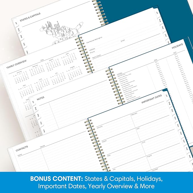 Blue Sky 2026-2027 Weekly & Monthly Academic Planner, 8.5"x11", Bakah Blue | July 2026 - June 2027, Flexible Cover, Wirebound, Storage Pocket, Academic Year