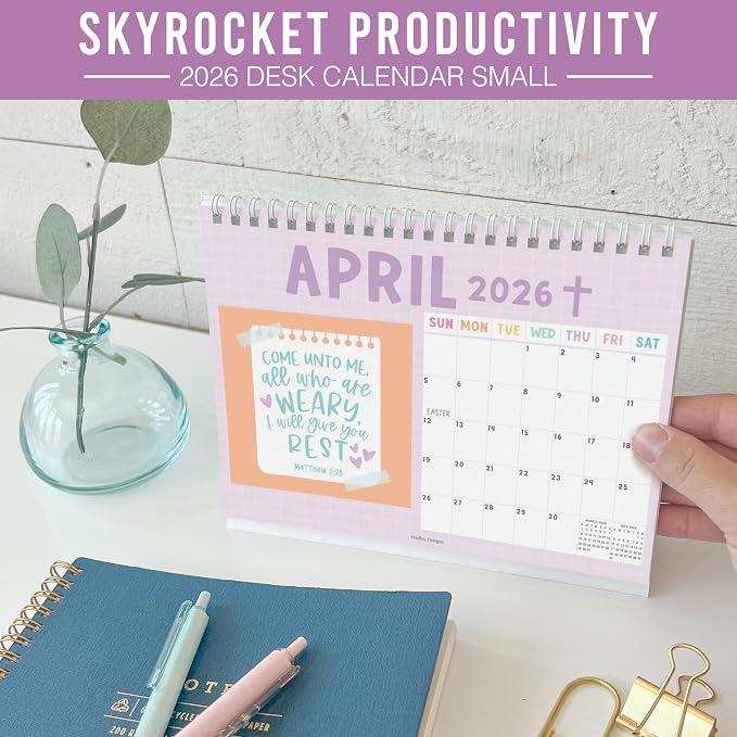 Small Desk Calendar 2026-2027 Standing Flip - 18-Month 2026 Desk Calendar Small for Home, Office & School, Standing Desks Calendars 2026-2027, Mini Desks Calendars, Back to School Teacher Gifts