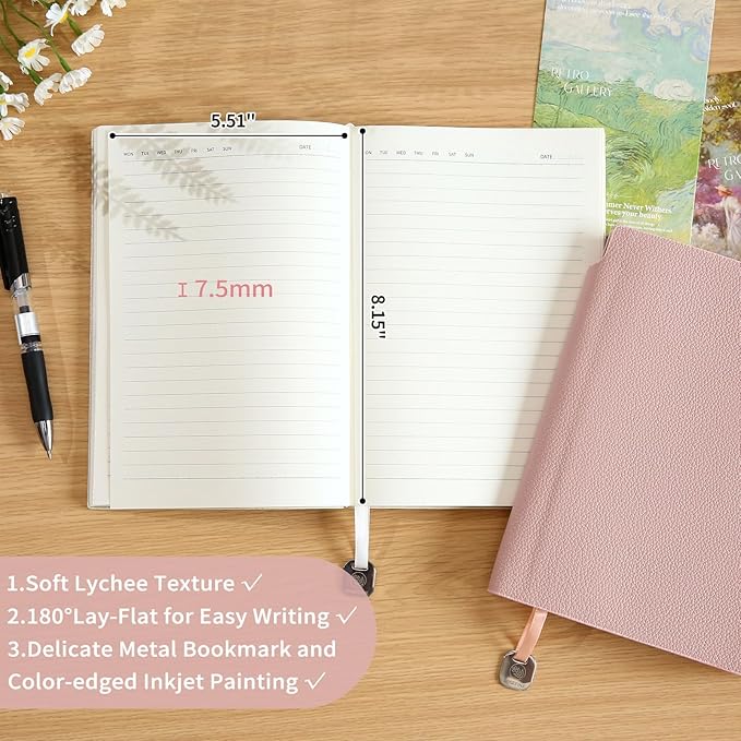 Lined Journal Notebook for Women A5 Softcover PU Leather Journals for Writing 160 Pages Daily Journaling College Ruled Notebooks for Work School Note Taking, Business 6.38'' X 8.28'' Red