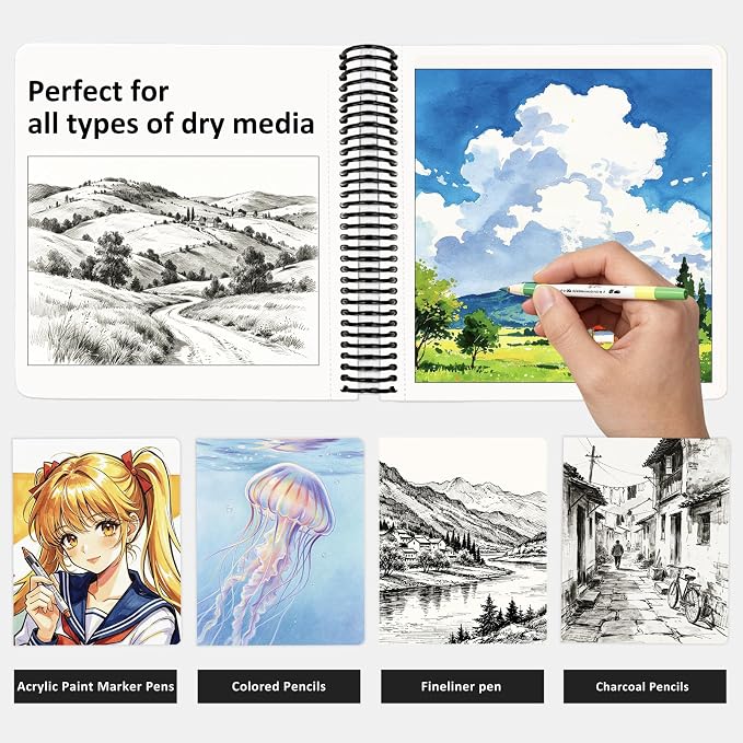 Hardcover Sketchbook,7.2"x8.3"Spiral Bound Drawing Pad, Butterfly | 150gsm(92lb)Acid-Free Thick Paper,Blank Art Journal for Adults,Artists&Beginners,Ideal for Sketching,Doodling and Mixed Media