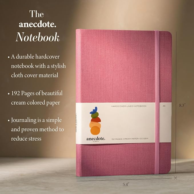 ANECDOTE. Dotted Journal Notebook, 192 Pages, A5 size: 8.3" x 5.4", Thick 100 GSM Paper, Dotted, Hardcover. Journal for Women and Men, Perfect Notebook for School, Work and Travel (Blossom)