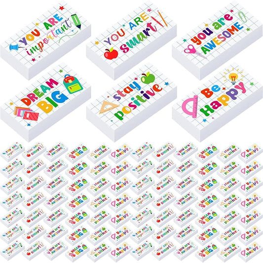 Resurhang 180 Pcs Erasers Bulk for Kids Inspirational Pencil Erasers Bulk for Drawing Motivational Big Eraser School Supplies for Classrooms Back to School Office (Motivational,White)