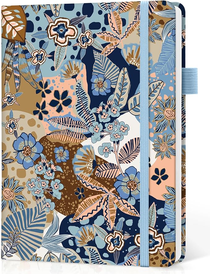 Dotted Journal Notebook for Women & Men, Hardcover Leather Journal for Writing, A5 Dotted Journaling Notebook for Work & Sketching, Perfect for Office School Home Supplies, 160 Pages, Lineage Flora