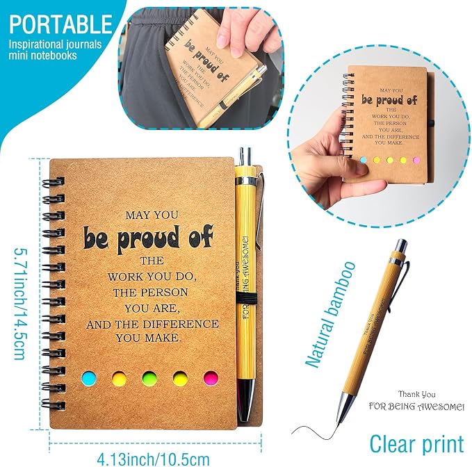 Appreciation Thank You Gifts,21 Set Spiral Notebook with Pen,Employee Appreciation Gifts Bulk,Inspirational Journals Notepads,Small Notebooks for Teachers Students Employee Women Men Work & Note (21 SET)