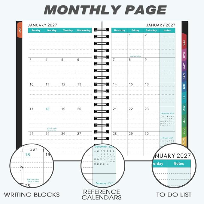2027 Pocket Calendar/Planner - Weekly & Monthly Pocket Planner for Purse, Jan. 2027 - Dec. 2027, 6.8" x 4.1", Strong Twin - Wire Binding, Plastic Cover