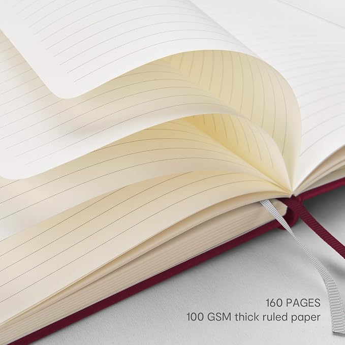&And Per Se Lined Journal Notebook – A5 5.7”x8” College Ruled, 160 Pages, 100gsm Thick Paper, Journaling Notebooks for Writing (Dark Red)