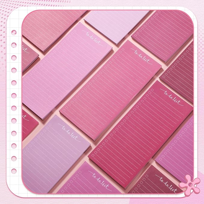 Censen 10 Pack 500 Sheets to Do List Notes Daily Checklist Notepad with 50 Sheets Undated Memo Pad Color Block Shopping List Weekly Plan Notepad Organizer Planners(Gradient Pink,Lined)