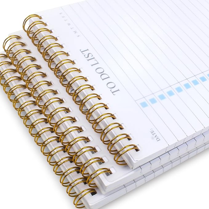 To Do List Notepad, Undated Daily Planner Notepad, A5 (5.5" x 8.3"), Blue | To Do List Notebook, Checklist Planner, Waterproof Spiral Notepad, for Work, Office Supplies, School Planner, 52 Sheets/Pack