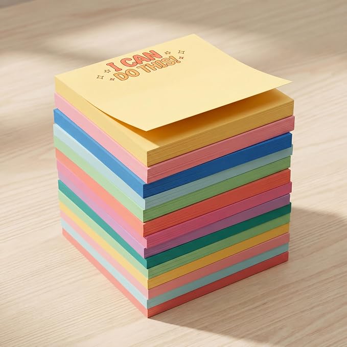Yinder 24 Pcs Inspirational Sticky Notes, Back to School Supplies, Cute Motivational Sticky Notes Pad Employee Appreciation Gifts Bulk for Teacher Coworker Office 3 x 3'' (Affirmation,Watercolor)