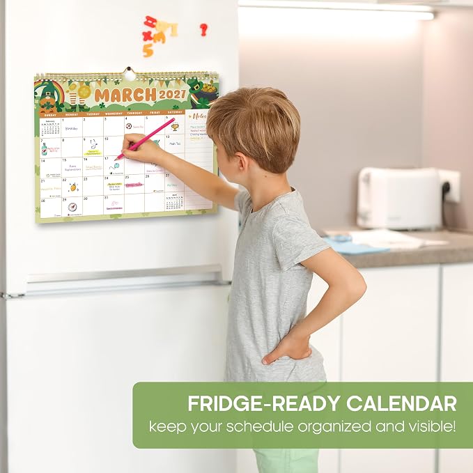 Calendar 2026-2027, Monthly Wall Calendar from April 2026 to December 2027, 11.5" x 14.7", Spiral Binding Hanging Wall Calendar, Perfect for Home or Office,Watercolor Festival