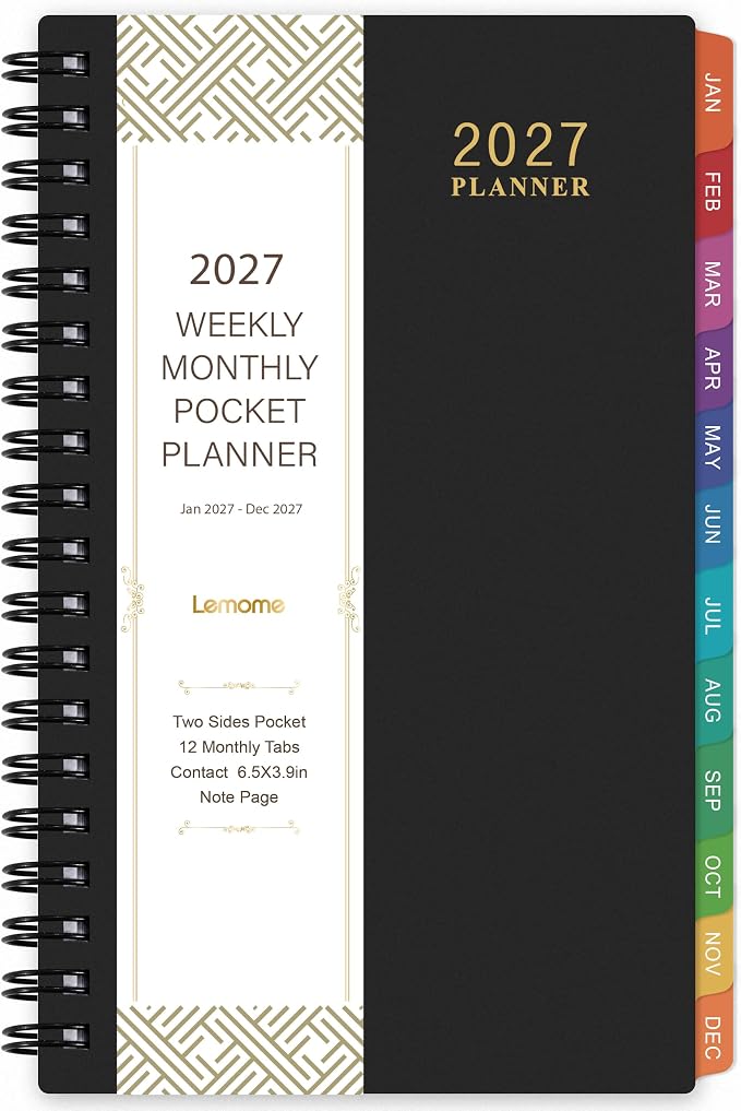 2027 Pocket Calendar/Planner - Weekly & Monthly Pocket Planner for Purse, Jan. 2027 - Dec. 2027, 6.8" x 4.1", Strong Twin - Wire Binding, Plastic Cover