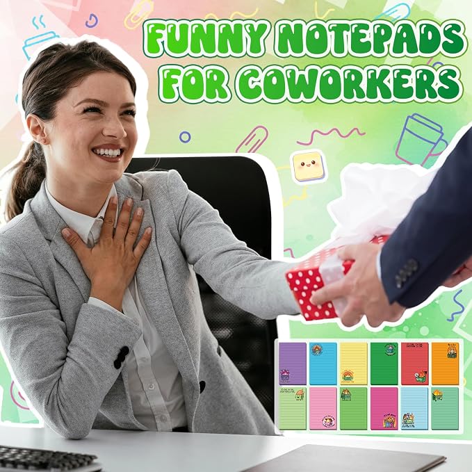12 Pack Funny Notepads, 5x3 Inches Sarcastic Note Pads Memo Fun Office Gifts for Coworkers Work Women Men Employee Teacher Boss Desk Accessories Gifts(Dumpster Fire,Multicolor)
