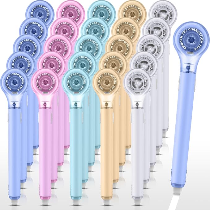 Gersoniel 25 Pack Correction Tape Pen Correctional Ink Tape Push Pull Protective, Easy to Use Applicator for School Office Supplies, 0.2 x 236 Inch (Macaron Color)