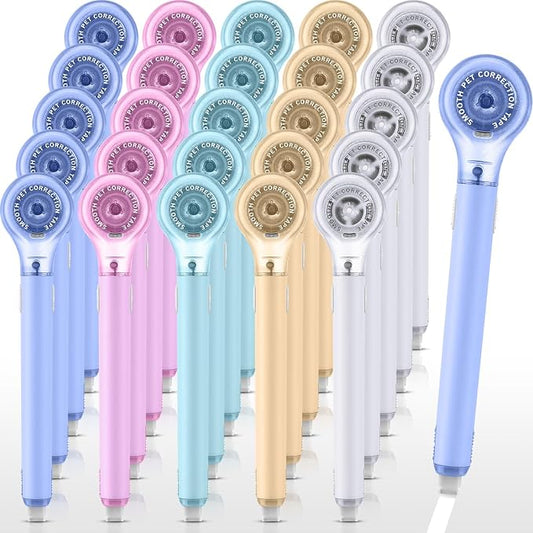 Gersoniel 25 Pack Correction Tape Pen Correctional Ink Tape Push Pull Protective, Easy to Use Applicator for School Office Supplies, 0.2 x 236 Inch (Macaron Color)