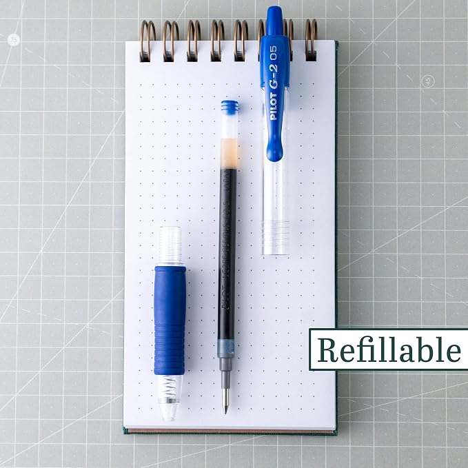 Pilot G2 Premium Refillable and Retractable Rolling Ball Gel Pens, Extra Fine Point, Gel Ink Pens, 0.5mm, Blue Ink, 5-Pack