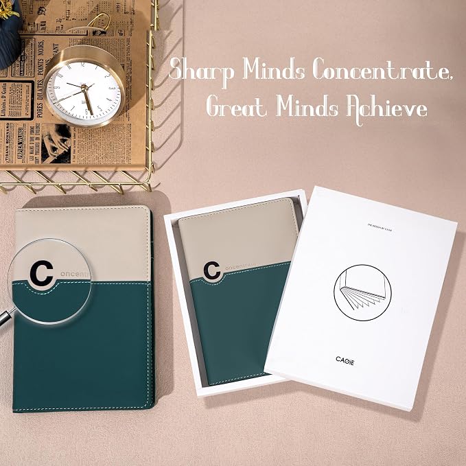 CAGIE Lined Journals for Writing Two-Toned Hardcover Journal Notebook for Women 256 Pages A5 Journal with 100GSM Thick Paper for Work Note Taking Diary, Refillable Design,8.6 x 5.7 Inch, Green | 256 Pages, 100gsm Thick Paper, Refillable, Two-Toned Hard...