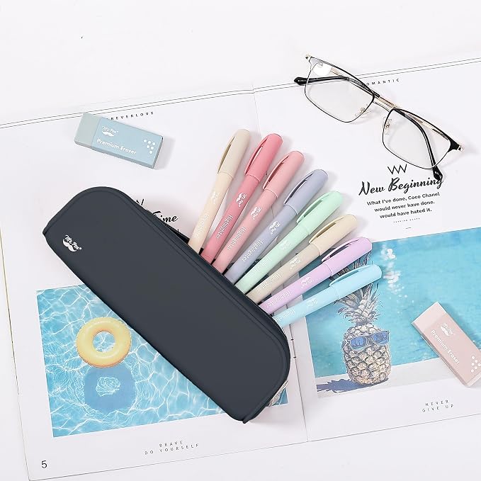 Mr. Pen- Silicone Pencil Case, Aesthetic Pencil Bag for Women, Makeup Pouch | Multifunctional Pouch for Stationery, Cosmetics and Electrical Goods Storage