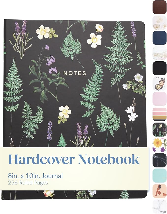 WORLD TRAVELER Large Lined Journal Notebook 256 Ruled White & Ivory Pages | Lay-Flat Binding, Gilded Page Edges Resist Wear, Reinforced Square Corners, Bleed-Resistant Smooth Paper