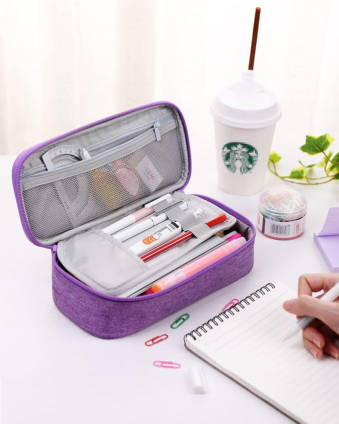 YOKUMA Pencil Case,Large Capacity Pencil Pouch,Aesthetic Zipper Pencil Box, Back to School Supplies for College Student Teen Adults,Travel Essentials,Electronic Cable Organize